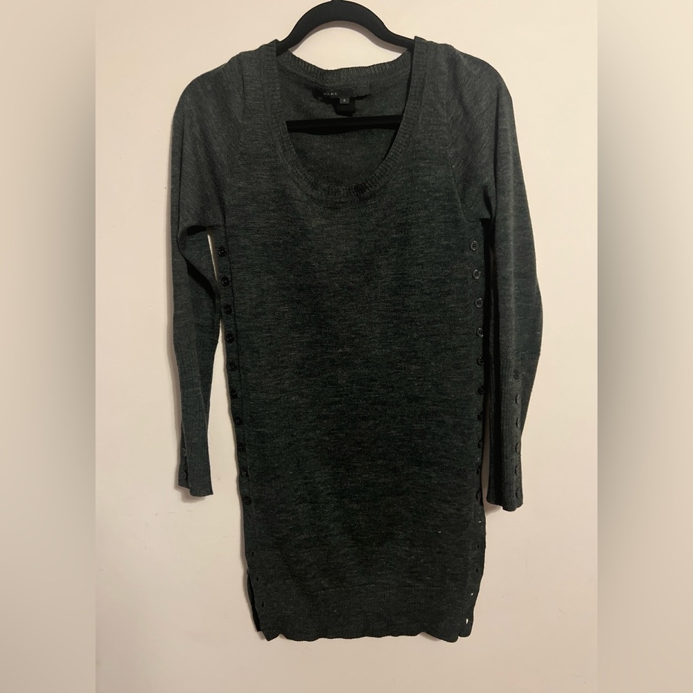Marc Jacobs Wool Charcoal Long Sleeve Dress